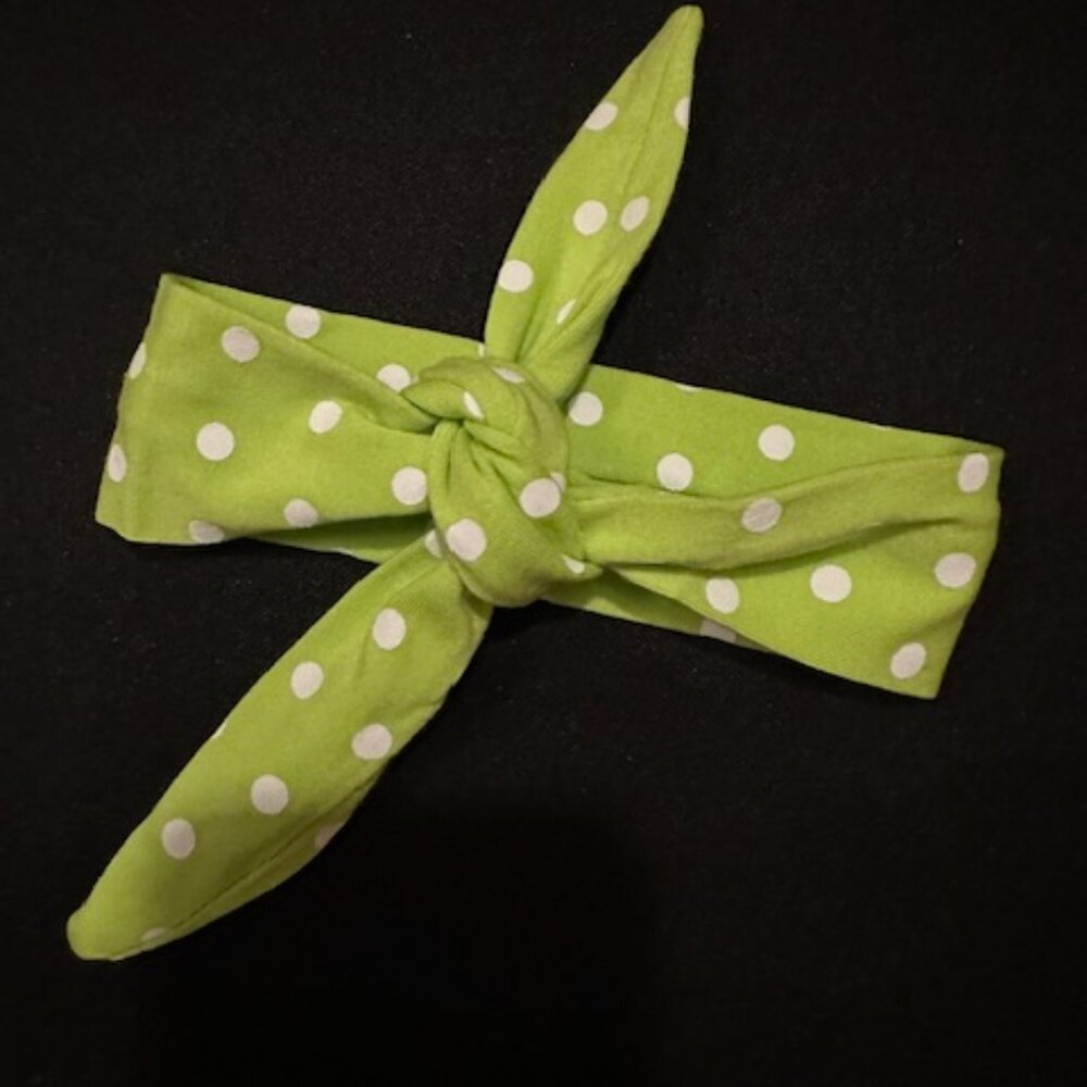 Lime Green & White Polka Dot Knot Headband -Women's  LGWPDKH  Handmade NWT Bouti